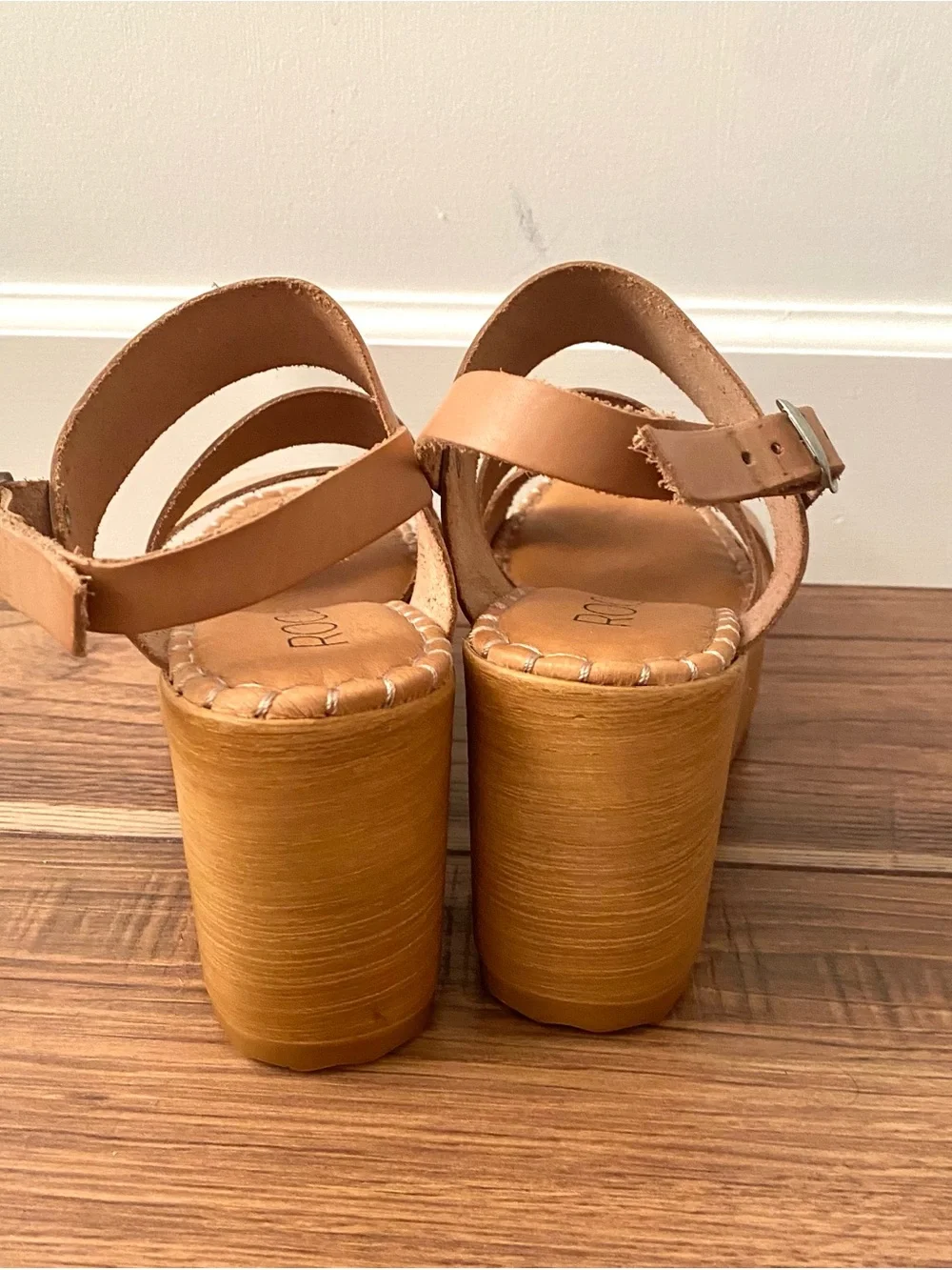 Light Tan Leather Platform Sandals - Classic Strappy Heels